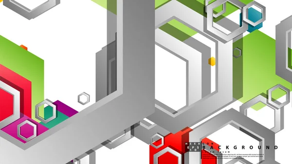 Fundo geométrico abstrato com hexágono, cores brilhantes composições. Ilustração vetorial — Vetor de Stock