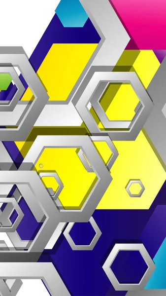 Fundo geométrico abstrato com hexágono, cores brilhantes composições. Ilustração vetorial — Vetor de Stock