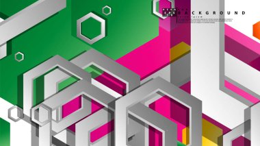 Altıgen ile soyut geometrik arka plan, renk kompozisyonları parlak. Vektör çizimi