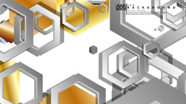 Altıgen metal renk kompozisyonu ile soyut geometrik arka plan. Vektör çizimi