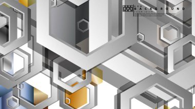 Altıgen metal renk kompozisyonu ile soyut geometrik arka plan. Vektör çizimi