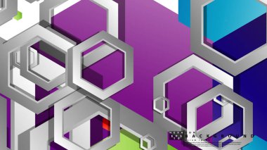 Altıgen ile soyut geometrik arka plan, renk kompozisyonları parlak. Vektör çizimi