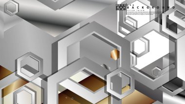 Altıgen metal renk kompozisyonu ile soyut geometrik arka plan. Vektör çizimi