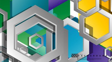 Altıgen ile soyut geometrik arka plan, renk kompozisyonları parlak. Vektör çizimi