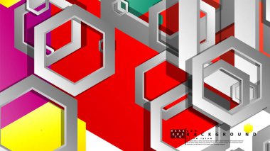 Altıgen ile soyut geometrik arka plan, renk kompozisyonları parlak. Vektör çizimi