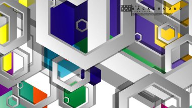 Altıgen ile soyut geometrik arka plan, renk kompozisyonları parlak. Vektör çizimi