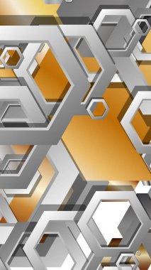 Altıgen metal renk kompozisyonu ile soyut geometrik arka plan. Vektör çizimi