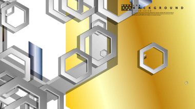 Altıgen metal renk kompozisyonu ile soyut geometrik arka plan. Vektör çizimi