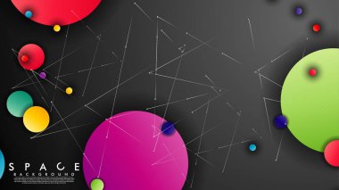 Gezegenler ve yıldızlar ile Düz Uzay Arka Plan. Galaksinin vektör illüstrasyonu