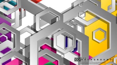 Altıgen ile soyut geometrik arka plan, renk kompozisyonları parlak. Vektör çizimi