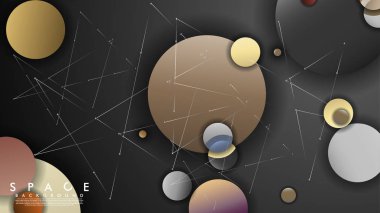 Gezegenler ve yıldızlar ile Düz Uzay Arka Plan. Galaksinin vektör illüstrasyonu