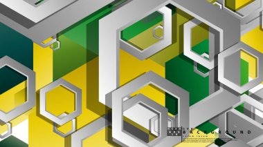 Altıgenler ile soyut geometrik arka plan, yaprak renk kompozisyonu. Vektör çizimi