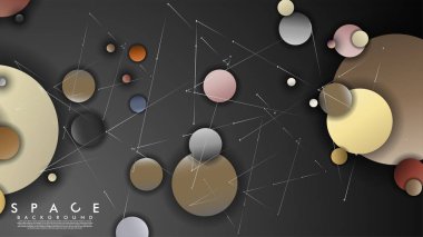 Gezegenler ve yıldızlar ile Düz Uzay Arka Plan. Galaksinin vektör illüstrasyonu