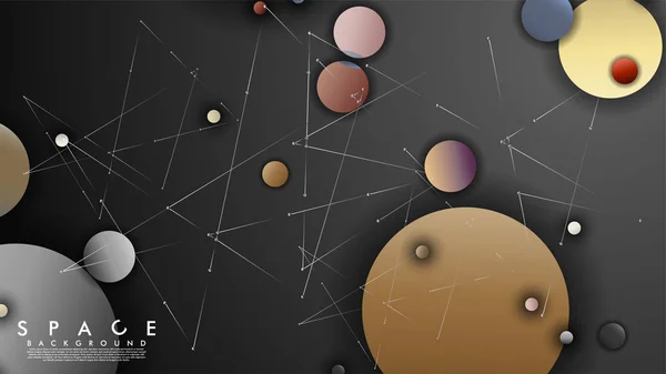 Hintergrund des flachen Raumes mit Planeten und Sternen. Vektorillustration der Galaxie — Stockvektor