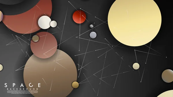 Fondo del Espacio Plano con planetas y estrellas. Ilustración vectorial de galaxia — Vector de stock