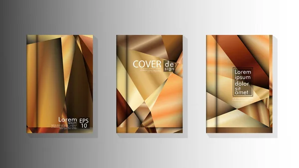 Set disegno di copertina Triangolo di sfondo astratto con colori di lusso — Vettoriale Stock