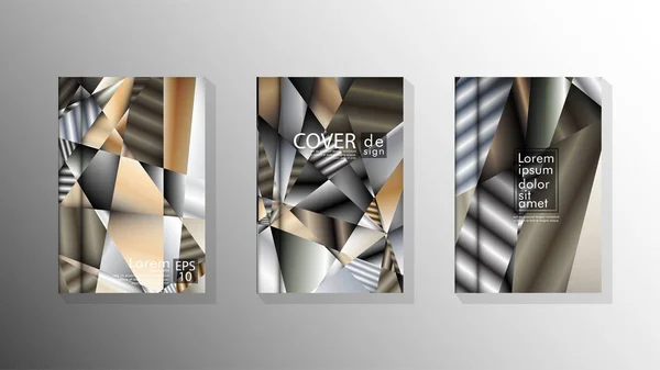Set Cubierta diseño Triángulo fondo abstracto con colores neutrales — Vector de stock