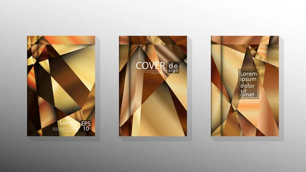 Conjunto Design de capa Triângulo abstrato de fundo com cores luxuosas — Vetor de Stock