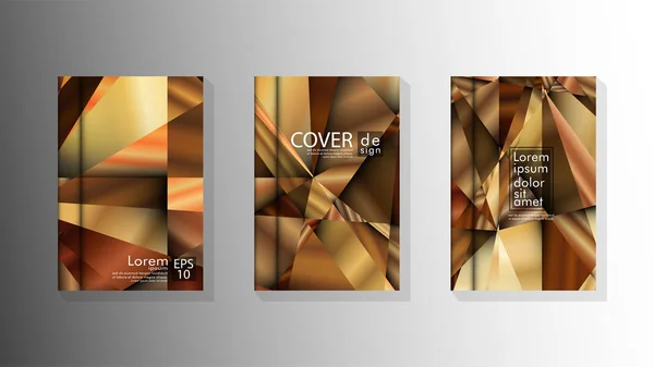 Set cover design driehoek achtergrond abstract met luxe kleuren — Stockvector