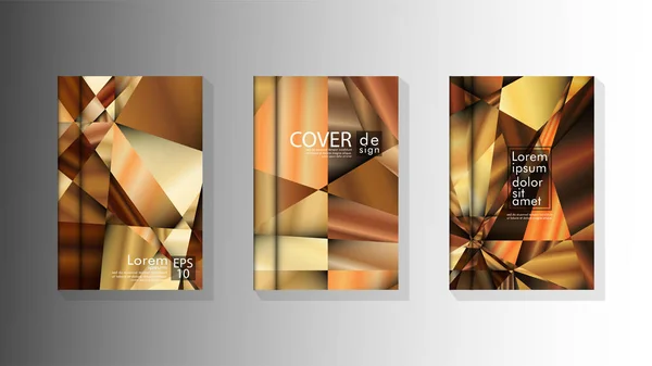 Set Cover Design Dreieck Hintergrund abstrakt mit luxuriösen Farben — Stockvektor