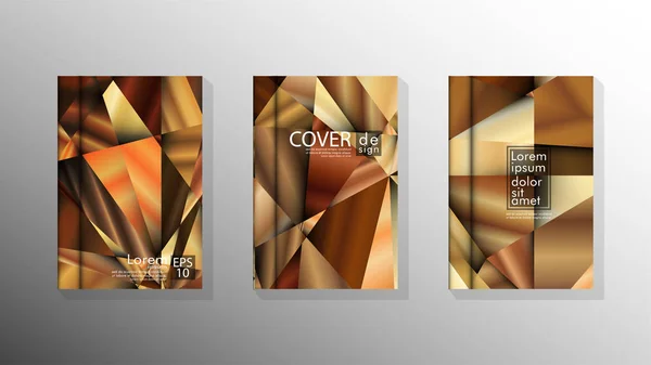 Conjunto Design de capa Triângulo abstrato de fundo com cores luxuosas — Vetor de Stock