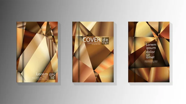 Set Cover Design Dreieck Hintergrund abstrakt mit luxuriösen Farben — Stockvektor