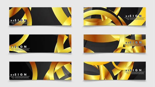 Баннеры с абстрактным металлическим векторным фоном и роскошными золотыми кружками — стоковый вектор