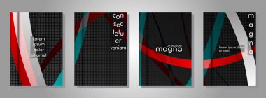 kitap kapağı koleksiyonu. metal şekil arka plan üzerinde renkli bir şerit deseni ile tasarım. eps 10 vektör illüstrasyon