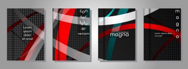 kitap kapağı koleksiyonu. metal şekil arka plan üzerinde renkli bir şerit deseni ile tasarım. eps 10 vektör illüstrasyon