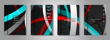 kitap kapağı koleksiyonu. metal şekil arka plan üzerinde renkli bir şerit deseni ile tasarım. eps 10 vektör illüstrasyon