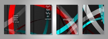 kitap kapağı koleksiyonu. metal şekil arka plan üzerinde renkli bir şerit deseni ile tasarım. eps 10 vektör illüstrasyon