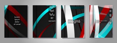 kitap kapağı koleksiyonu. metal şekil arka plan üzerinde renkli bir şerit deseni ile tasarım. eps 10 vektör illüstrasyon