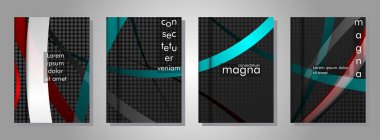 kitap kapağı koleksiyonu. metal şekil arka plan üzerinde renkli bir şerit deseni ile tasarım. eps 10 vektör illüstrasyon