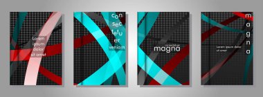 kitap kapağı koleksiyonu. metal şekil arka plan üzerinde renkli bir şerit deseni ile tasarım. eps 10 vektör illüstrasyon