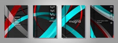 kitap kapağı koleksiyonu. metal şekil arka plan üzerinde renkli bir şerit deseni ile tasarım. eps 10 vektör illüstrasyon