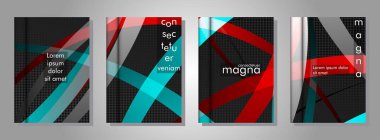 kitap kapağı koleksiyonu. metal şekil arka plan üzerinde renkli bir şerit deseni ile tasarım. eps 10 vektör illüstrasyon