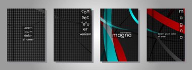 kitap kapağı koleksiyonu. metal şekil arka plan üzerinde renkli bir şerit deseni ile tasarım. eps 10 vektör illüstrasyon