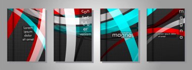 kitap kapağı koleksiyonu. metal şekil arka plan üzerinde renkli bir şerit deseni ile tasarım. eps 10 vektör illüstrasyon