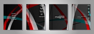 kitap kapağı koleksiyonu. metal şekil arka plan üzerinde renkli bir şerit deseni ile tasarım. eps 10 vektör illüstrasyon