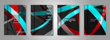 kitap kapağı koleksiyonu. metal şekil arka plan üzerinde renkli bir şerit deseni ile tasarım. eps 10 vektör illüstrasyon