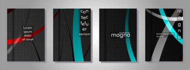 kitap kapağı koleksiyonu. metal şekil arka plan üzerinde renkli bir şerit deseni ile tasarım. eps 10 vektör illüstrasyon