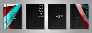 kitap kapağı koleksiyonu. metal şekil arka plan üzerinde renkli bir şerit deseni ile tasarım. eps 10 vektör illüstrasyon