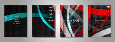 kitap kapağı koleksiyonu. metal şekil arka plan üzerinde renkli bir şerit deseni ile tasarım. eps 10 vektör illüstrasyon