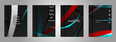 kitap kapağı koleksiyonu. metal şekil arka plan üzerinde renkli bir şerit deseni ile tasarım. eps 10 vektör illüstrasyon