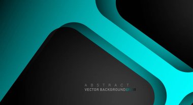 Metin ve arka plan tasarımları için siyah alandaki katmanlarla örtüşen geometrik vektör arka planlar