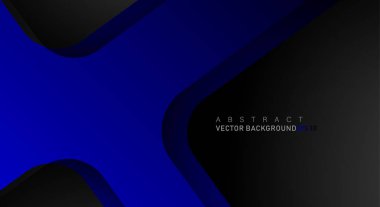 Metin ve arka plan tasarımları için siyah alandaki katmanlarla örtüşen geometrik vektör arka planlar