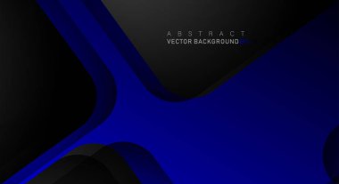 Metin ve arka plan tasarımları için siyah alandaki katmanlarla örtüşen geometrik vektör arka planlar