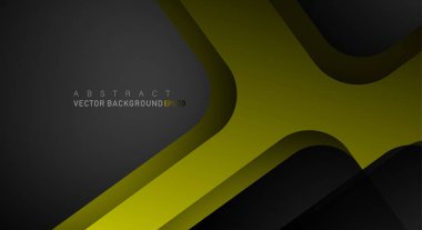 Metin ve arka plan tasarımları için siyah alandaki katmanlarla örtüşen geometrik vektör arka planlar