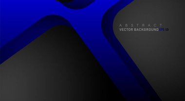 Metin ve arka plan tasarımları için siyah alandaki katmanlarla örtüşen geometrik vektör arka planlar