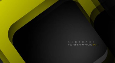 Metin ve arka plan tasarımları için siyah alandaki katmanlarla örtüşen geometrik vektör arka planlar
